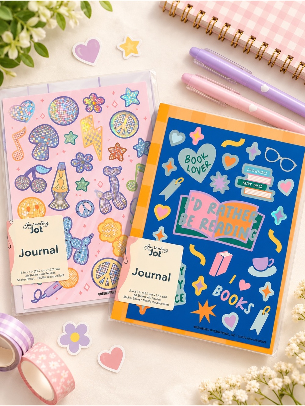JOT- Notebooks with Stickers. Journal Blue & Pink